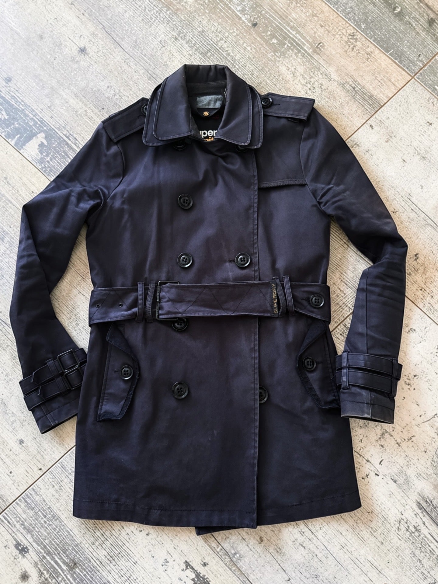Superdry Limited Edition Trench Coat (2012 Collection) – Navy Double-Breasted Belted Jacket