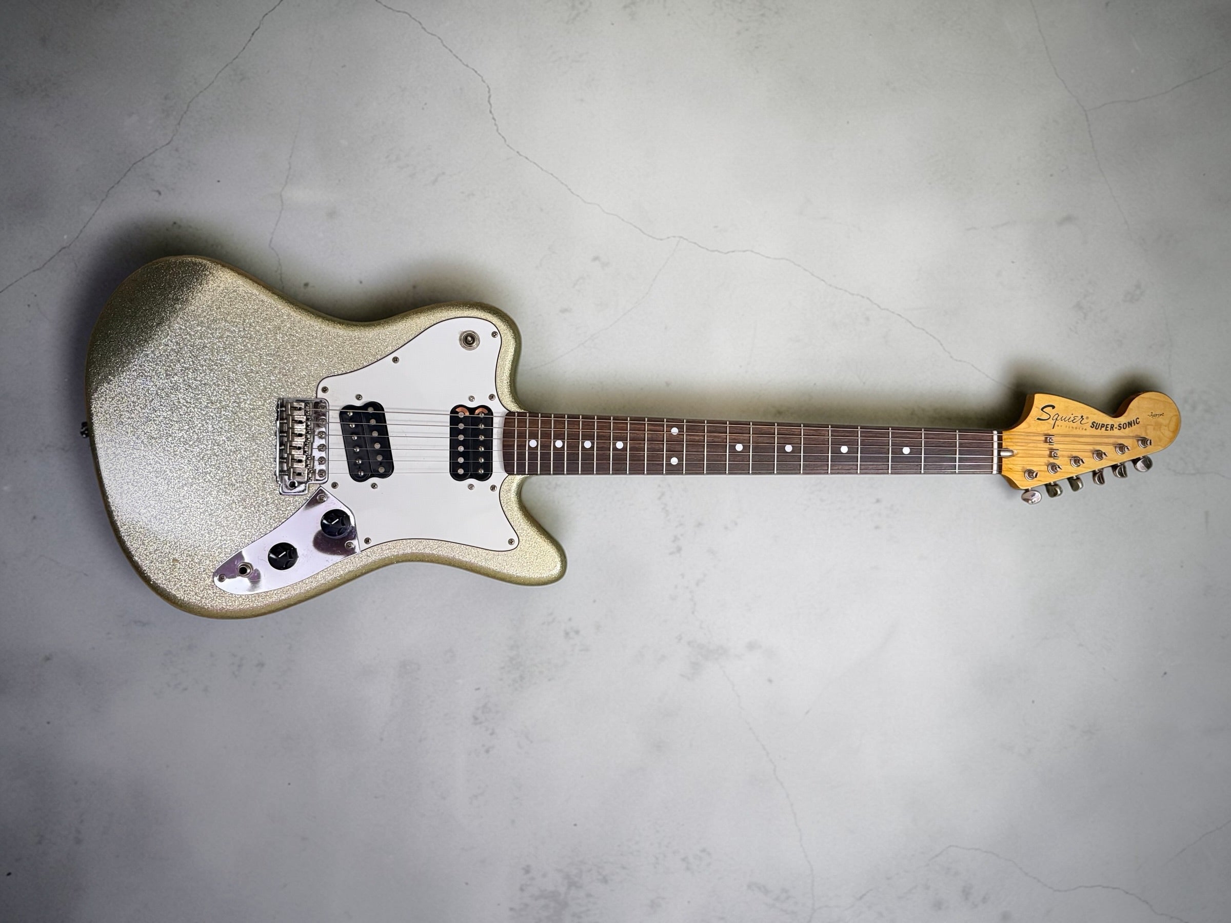 1996–1998 MIJ Squier Super-Sonic (Vista Series) in Silver Sparkle Finish