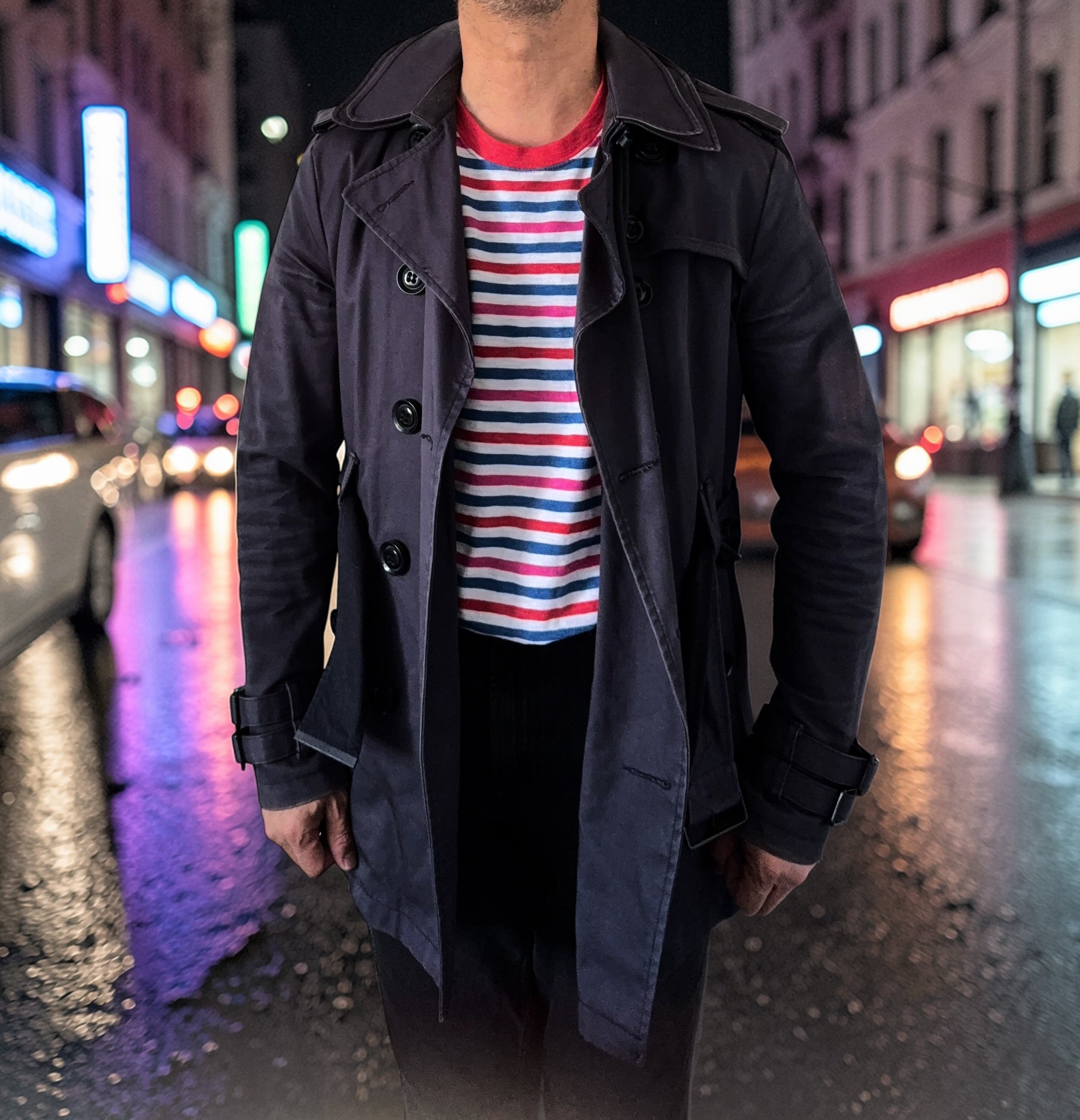 Superdry Limited Edition Trench Coat (2012 Collection) – Navy Double-Breasted Belted Jacket