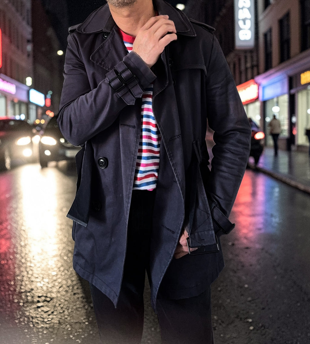 Superdry Limited Edition Trench Coat (2012 Collection) – Navy Double-Breasted Belted Jacket