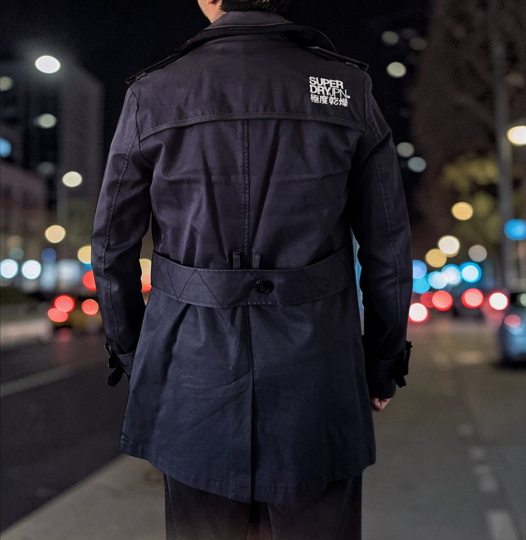 Superdry Limited Edition Trench Coat (2012 Collection) – Navy Double-Breasted Belted Jacket